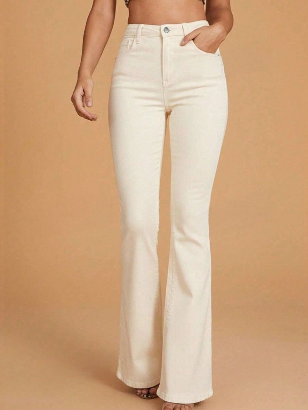 Apricot Casual Women's High Waist Zip Fly Flared Bootcut Jeans